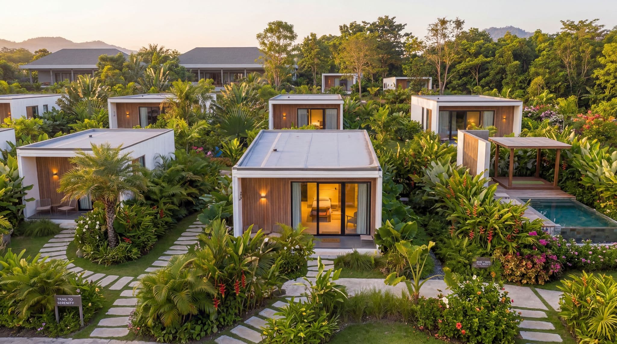 Sportkation Mekong Delta — Hiên Cabin: Sân riêng nhìn ra vườn cây